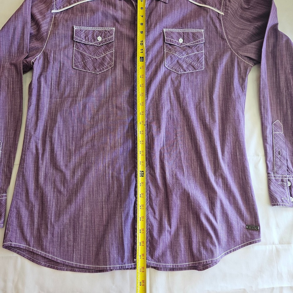 Buckle Black Athletic Fit Long Sleeve Western Pearl Snap Shirt XL - Picture 4 of 6